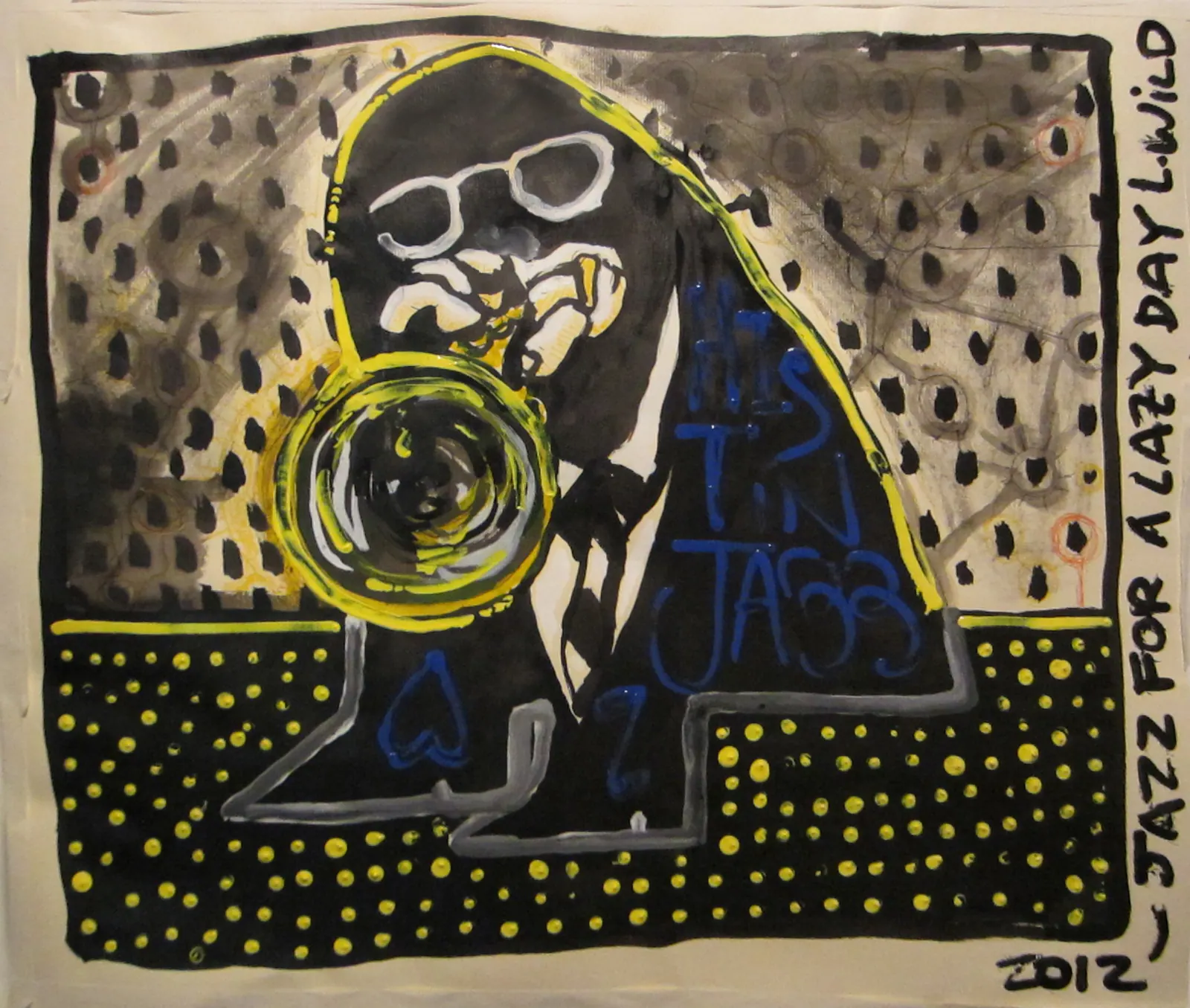 Jazz for a lazy day, 2012 - 50 x 40 cm - Nanquim, acrílica e marcadores sobre papel