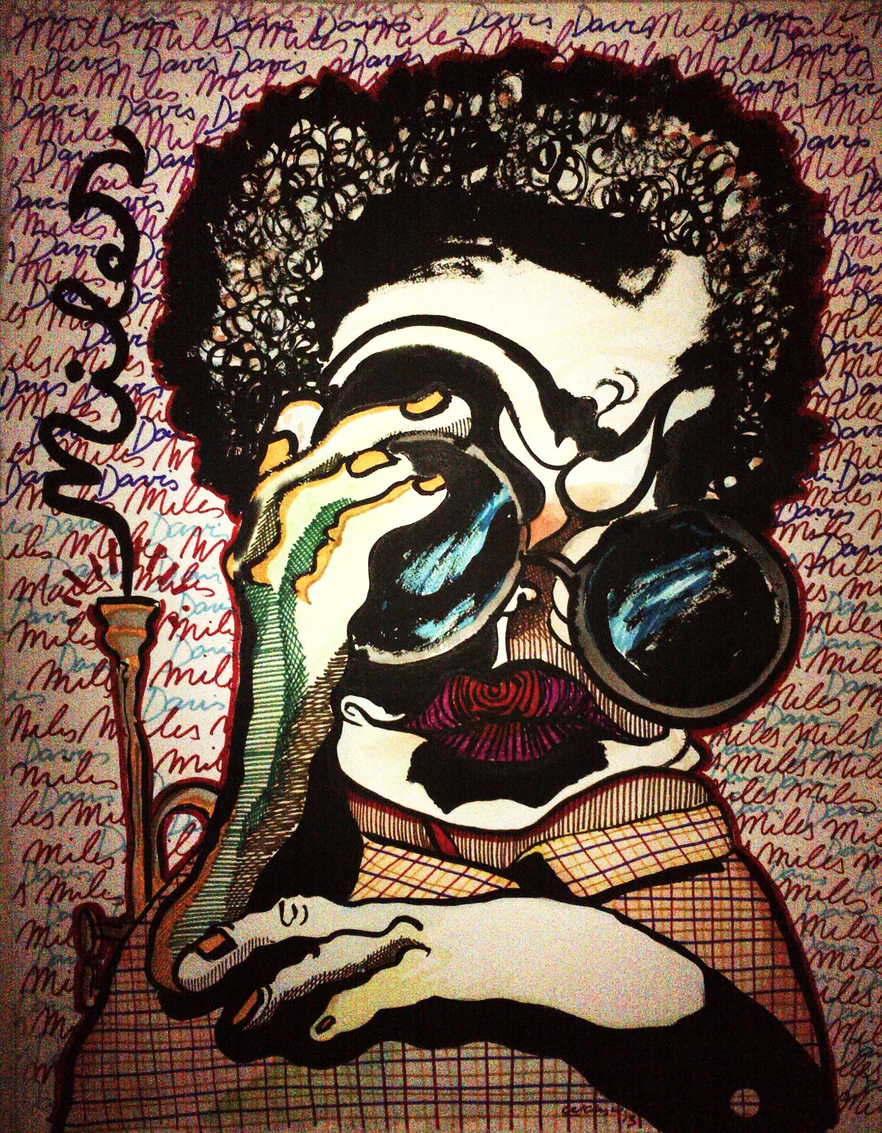 Miles Davis, 2013 - 69 x 90 cm - Acrílica e marcadores permanentes sobre papel