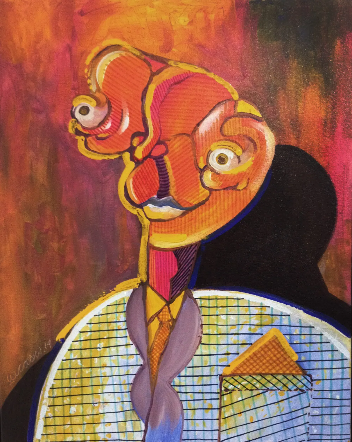 Wild man (business man), 2014 - 40 x 50 cm - Acrílica e marcadores sobre tela