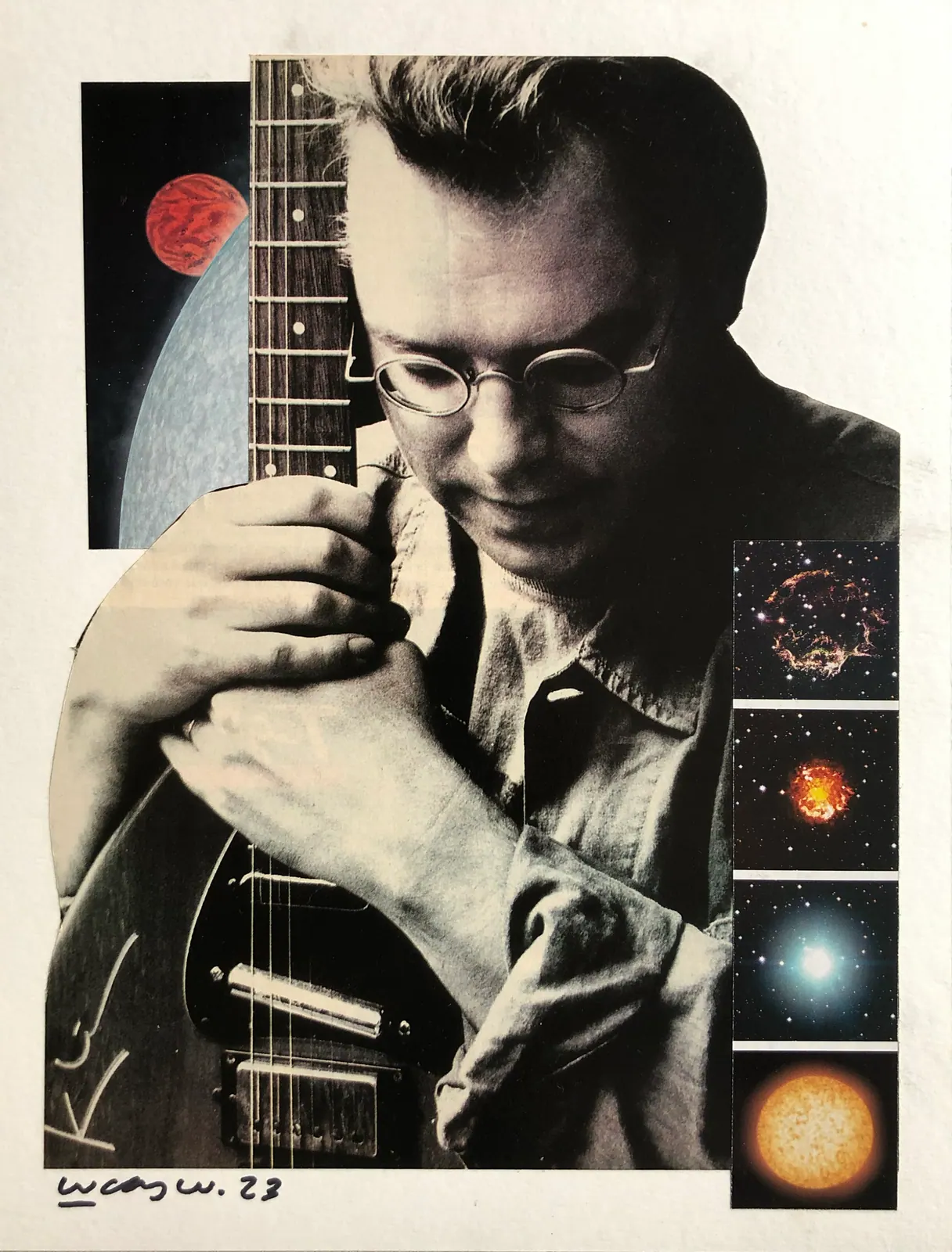 Bill Frisell, 2023 - 21 x 29,7 cm - Recortes de revista sobre papel